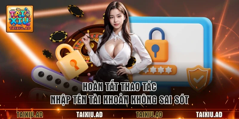 Hoàn tất thao tác nhập tên tài khoản không sai sót
